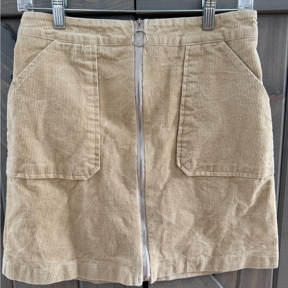 Simplee Apparel Dresses & Skirts - Y2K Simplee Apparel Tan Corduroy Mini Skirt Zip Front Cabincore Size M